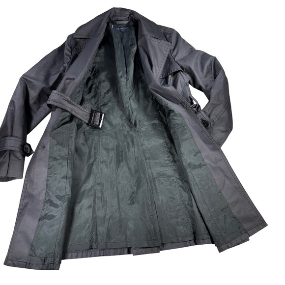 Anne Klein Women's Classic Black Trench Coat Belted Petite Medium Career - Picture 3 of 10